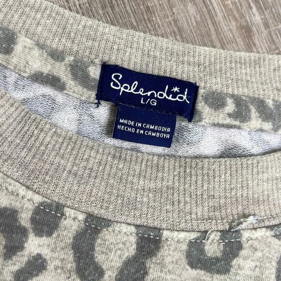 SPLENDID Leopard Print Beige Colorblock Loungewear Pajama Set Women’s - Picture 10 of 11